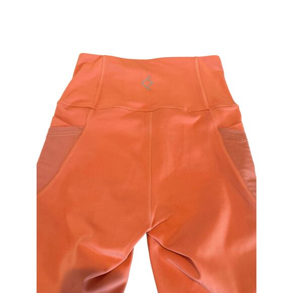 BSP Women’s Orange Cropped Leggings Medium High Waist Mesh Side Workout Pants - Picture 5 of 8